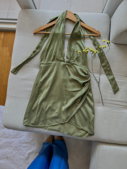 Zara Маслинесто Зелен Фустан